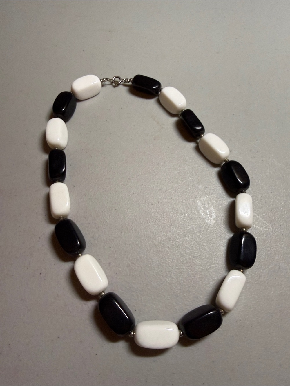 Black and White Beaded Statement Necklace - Elegant Contrast - Picture 3 of 3